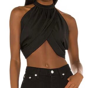 Superdown Black Halter Top with Open Back size Medium
